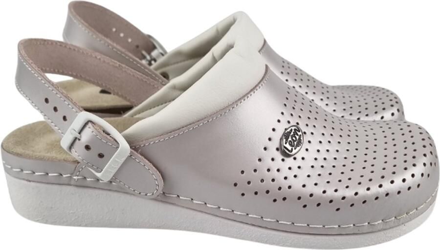 Leon Medische klompen met uitneembare zool en antislip nop in zool Parel pink