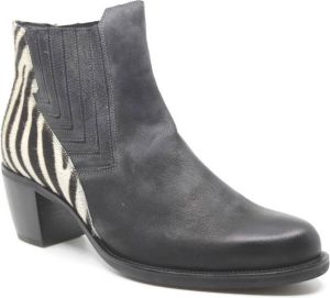 Lerora CHARLY ZEBRA zwart enkellaars met zebra print