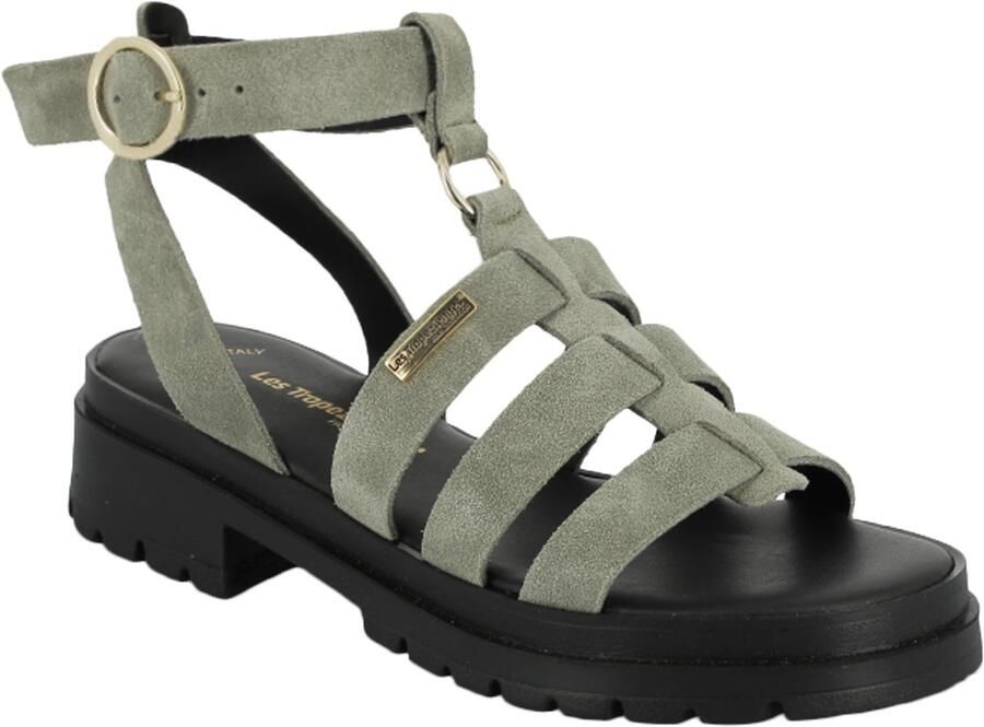 Les tropeziennes par M. Belarbi Platte leren sandalen van Tobosued