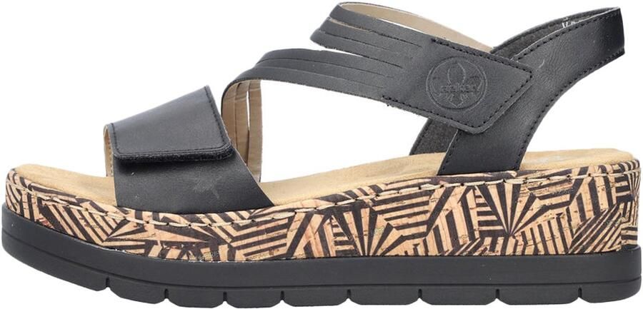 Rieker Sleehaksandaaltjes zomerschoen sandaal sleehak met gedessineerde plateauzool