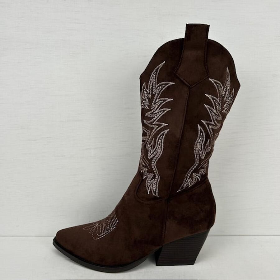 Leuke suèdine cowboylaarzen met gaaf design bruin