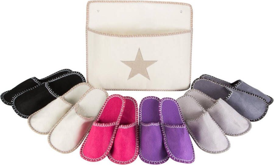 LEVIVO 6 Paar Sloffen met Anti-slipzool In 3 Verschillende Maten Inclusief een Prachtige Elegant Opbergtas