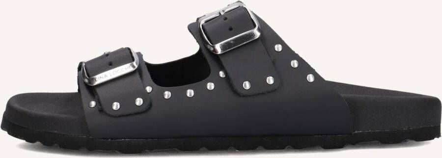 Lina Locchi 2 Gesp Slipper Met Studs Slippers Dames Zwart