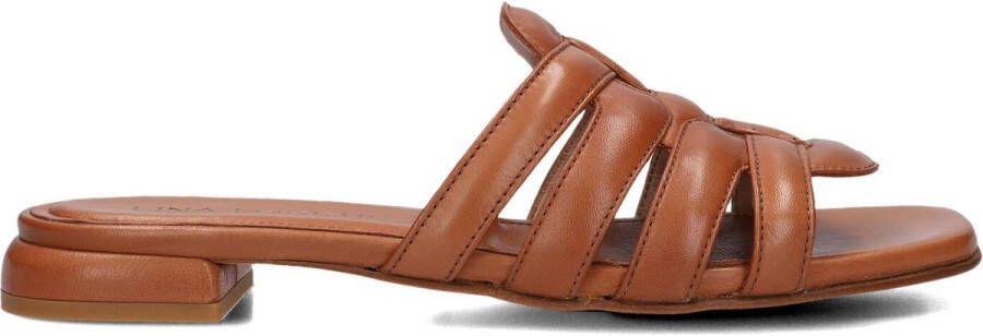 LINA LOCCHI Slippers Dames 566-25p Maat: 36 Materiaal: Leer Kleur: Cognac