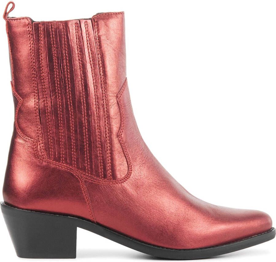 Lina Locchi Cowboylaarzen Dames Laarzen Damesschoenen Leer L1309 Rood