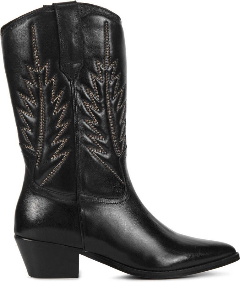 Lina Locchi Cowboylaarzen Dames Laarzen Damesschoenen Leer ms613 Zwart