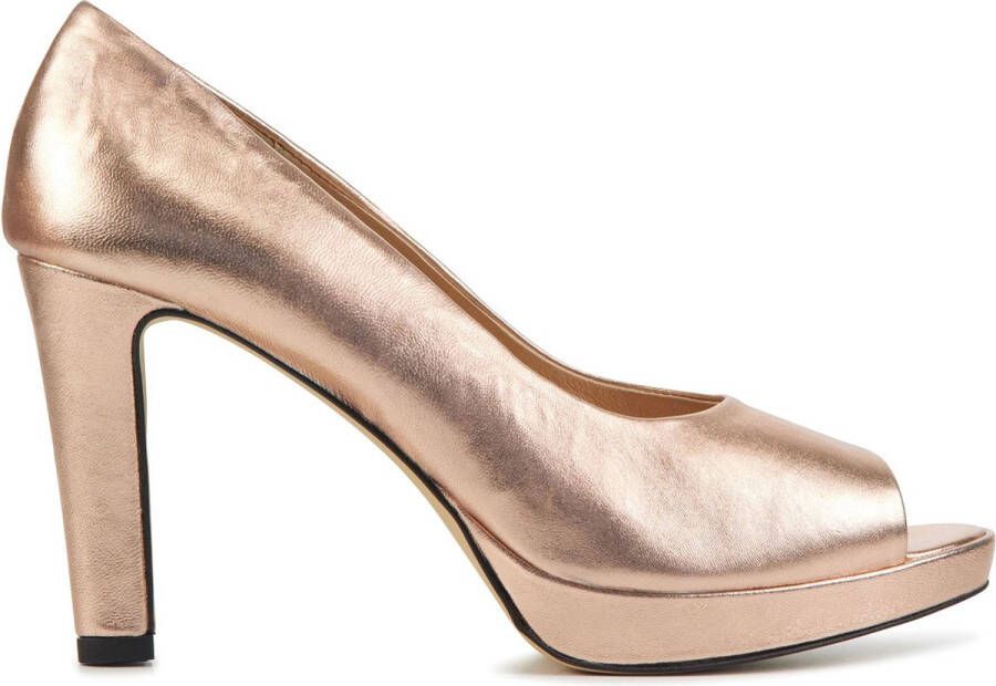 Lina Locchi Pumps Stiletto Dames Damesschoenen Leer Blokhak hoogte 7 cm L1300 Rose goud