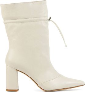 Lina Locchi Enkellaarsjes Dames Laarzen Damesschoenen Leer L1140 led Gebroken wit