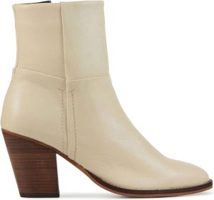 Lina Locchi Enkellaarsjes Dames Laarzen Damesschoenen Leer L1150 Gebroken wit