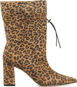 Lina Locchi Enkellaarsjes Dames Laarzen Damesschoenen Suède Leopardprint L1140 leo Leopard