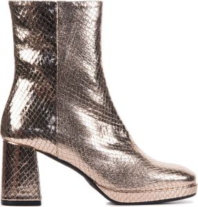 Lina Locchi Enkellaarsjes Dames Laarzen Damesschoenen Leer Slangenprint L1212 Rose goud