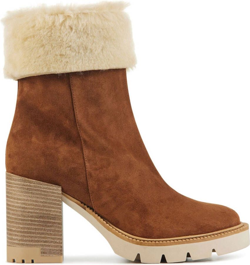 LINA LOCCHI Enkellaarsjes Dames L1189 Maat: 41 Materiaal: Suède Kleur: Cognac