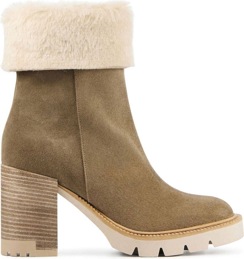 LINA LOCCHI Enkellaarsjes Dames L1189 Maat: 41 Materiaal: Suède Kleur: Taupe