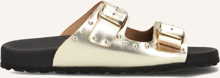 LINA LOCCHI Slippers Dames 2 Gesp Slipper Met Studs Maat: 41 Materiaal: Leer Kleur: Goud - Foto 3