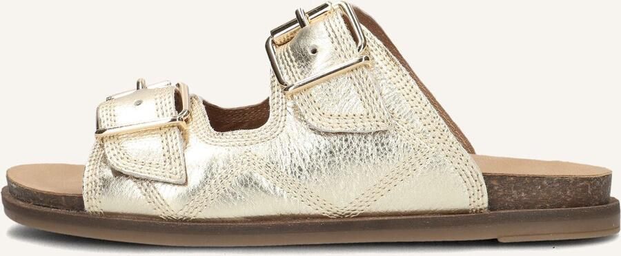 LINA LOCCHI Slippers Dames Led 2 Band Slipper Met Stiksels Leer Goud - Foto 3