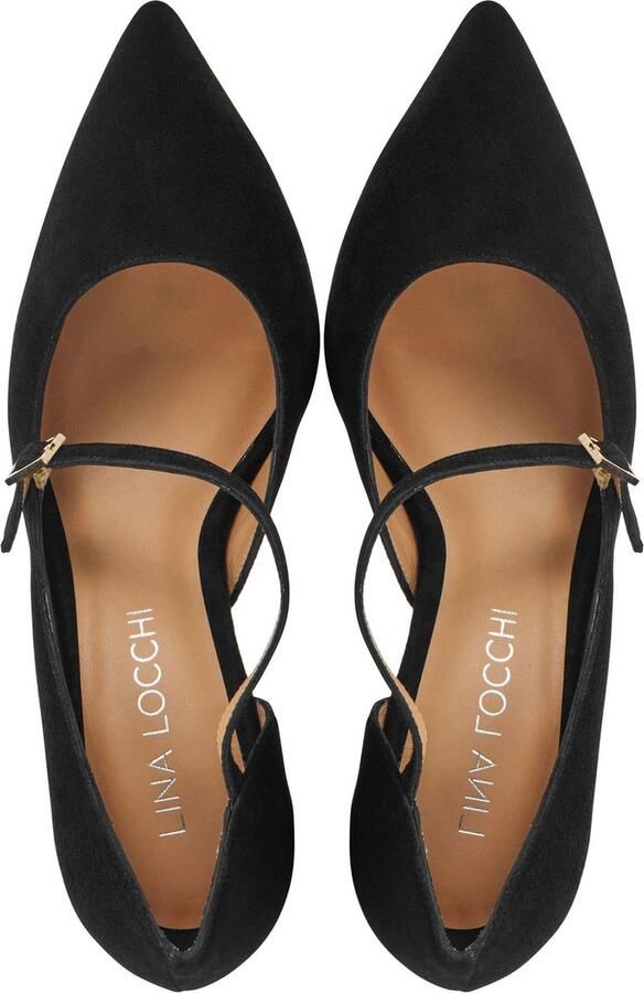 Lina Locchi Pumps Stiletto Dames Damesschoenen Suède Naaldhak hoogte 8 cm L1213 Zwart - Foto 4