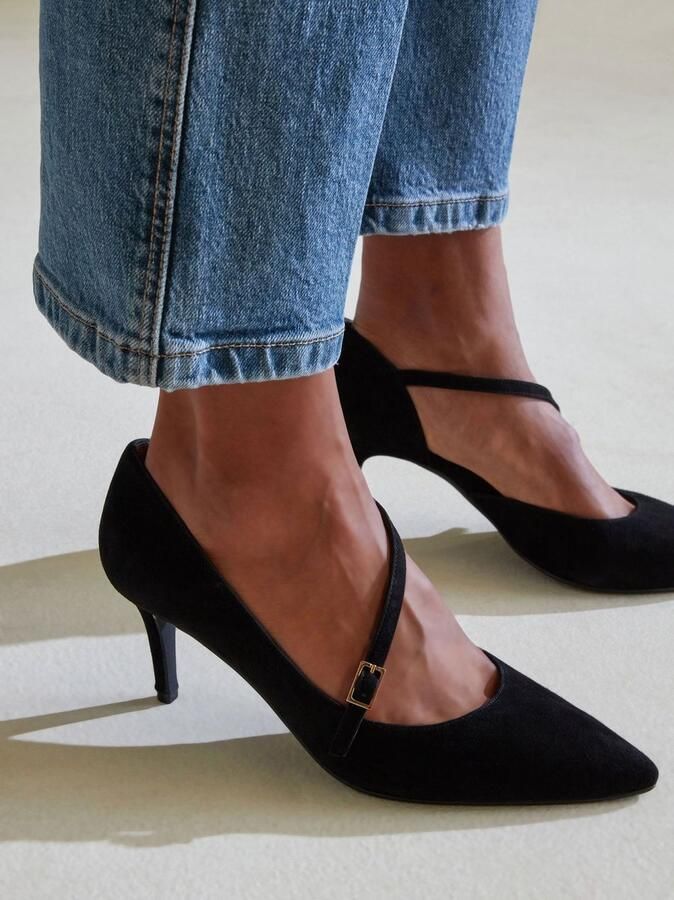 Lina Locchi Pumps Stiletto Dames Damesschoenen Suède Naaldhak hoogte 8 cm L1213 Zwart - Foto 3