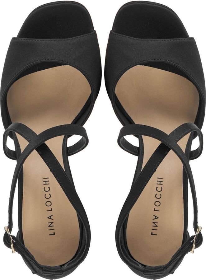 Lina Locchi Sandalen Dames Damesschoenen Leer Plateauhak hoogte 10 cm L1296 Zwart - Foto 6