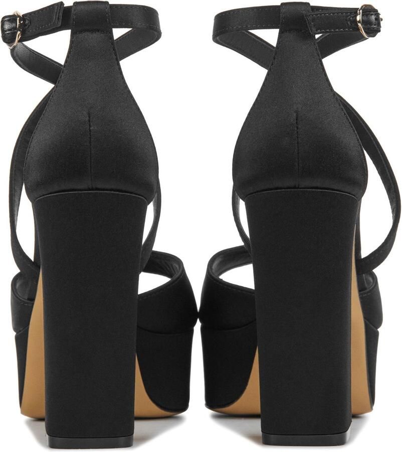 Lina Locchi Sandalen Dames Damesschoenen Leer Plateauhak hoogte 10 cm L1296 Zwart - Foto 2