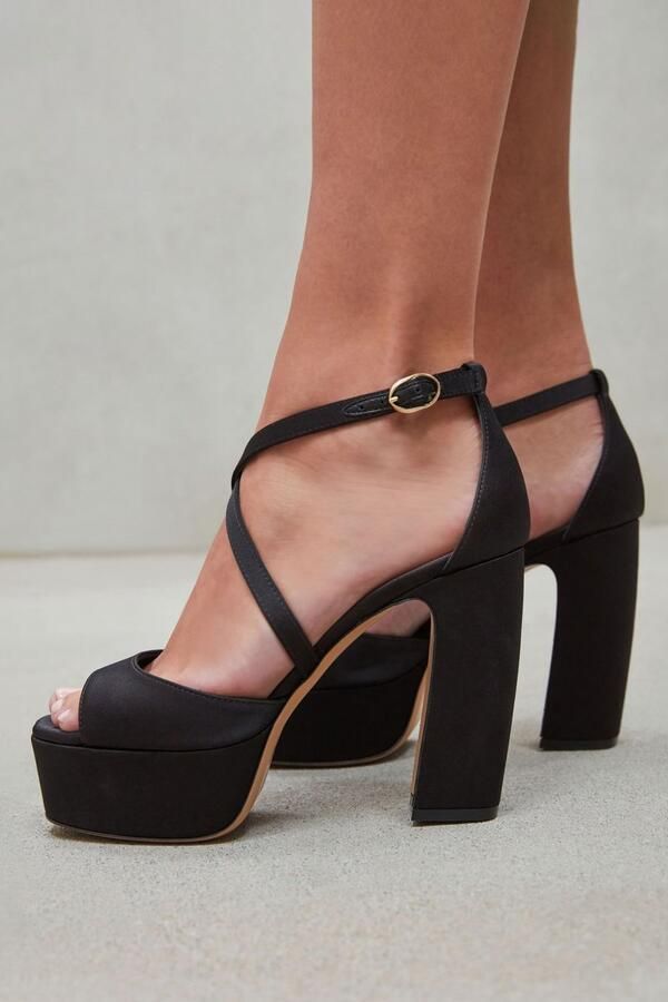 Lina Locchi Sandalen Dames Damesschoenen Leer Plateauhak hoogte 10 cm L1296 Zwart - Foto 3