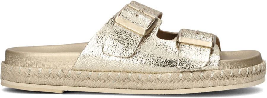 LINA LOCCHI Slippers Dames Met 2 Gesp Slipper Espa Zool Maat: 41 Materiaal: Leer Kleur: Goud