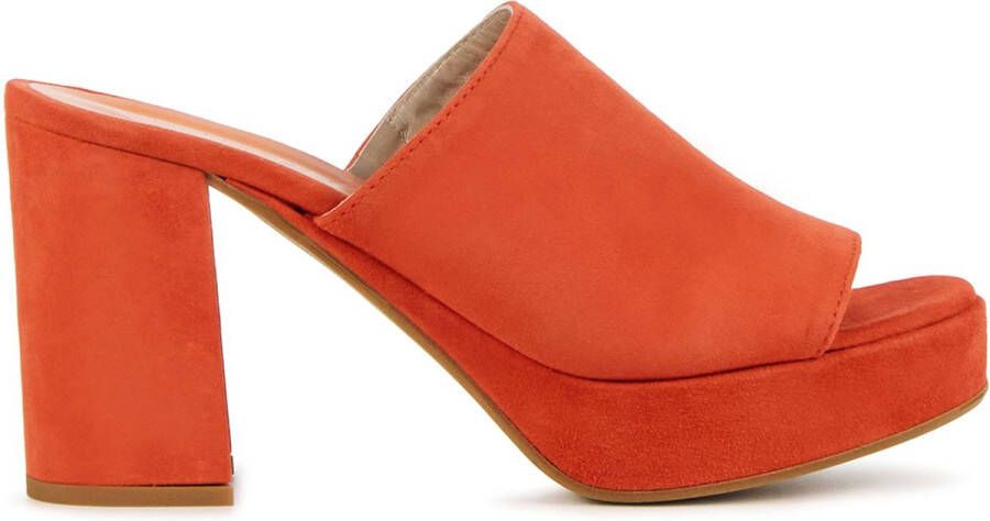 Lina Locchi Sandalen Dames Damesschoenen Suède Plateauhak hoogte L1275 Oranje