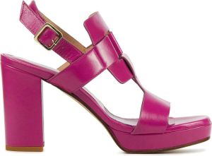 Lina Locchi Sandalen Dames Damesschoenen Leer Plateauhak hoogte 8 cm L1290 Roze