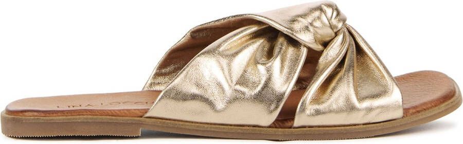 Lina Locchi Slippers Dames Sandalen Instappers Damesschoenen Leer Blokhak 126230477 Goud