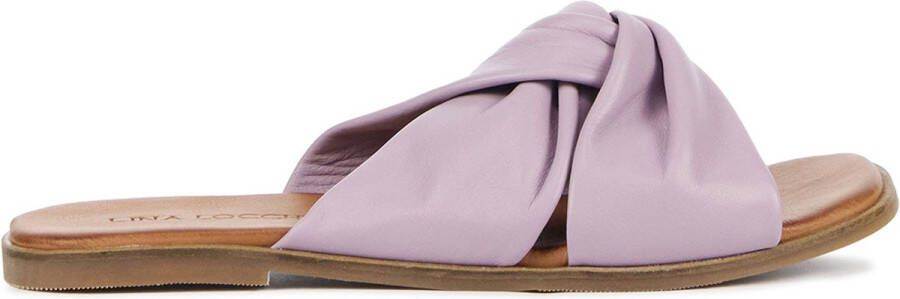 Lina Locchi Slippers Dames Sandalen Instappers Damesschoenen Leer Blokhak 126230477 Lila combi