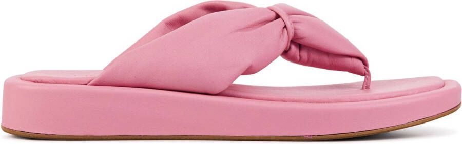 Lina Locchi Slippers Dames Sandalen Instappers Damesschoenen Leer Blokhak L1136 Roze