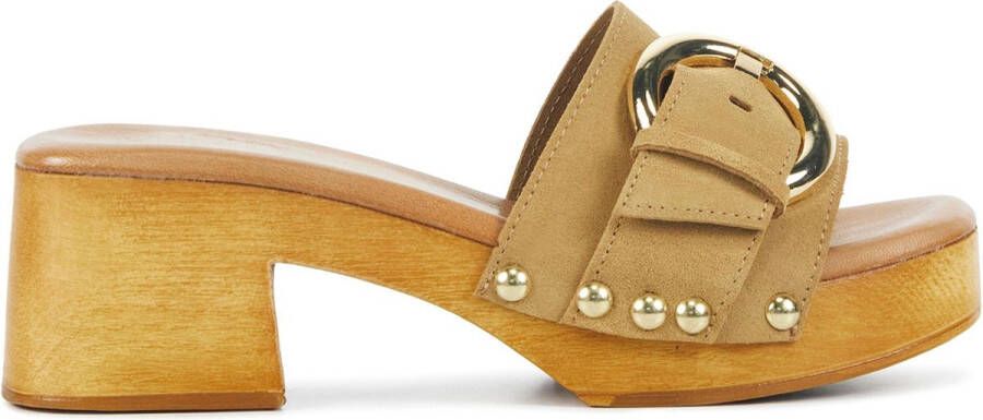 Lina Locchi Stijlvolle Zomer Slippers met Studs Brown Dames