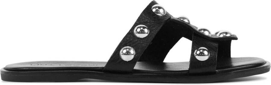 Lina Locchi Zwarte Leren Pantoffels Black Dames
