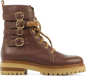 Lina Locchi Vrouwen Leren Veterboots Laarzen Damesschoenen L1091 Bruin