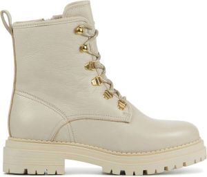Lina Locchi Enkellaarsjes Dames Laarzen Damesschoenen Leer L1195 Gebroken wit