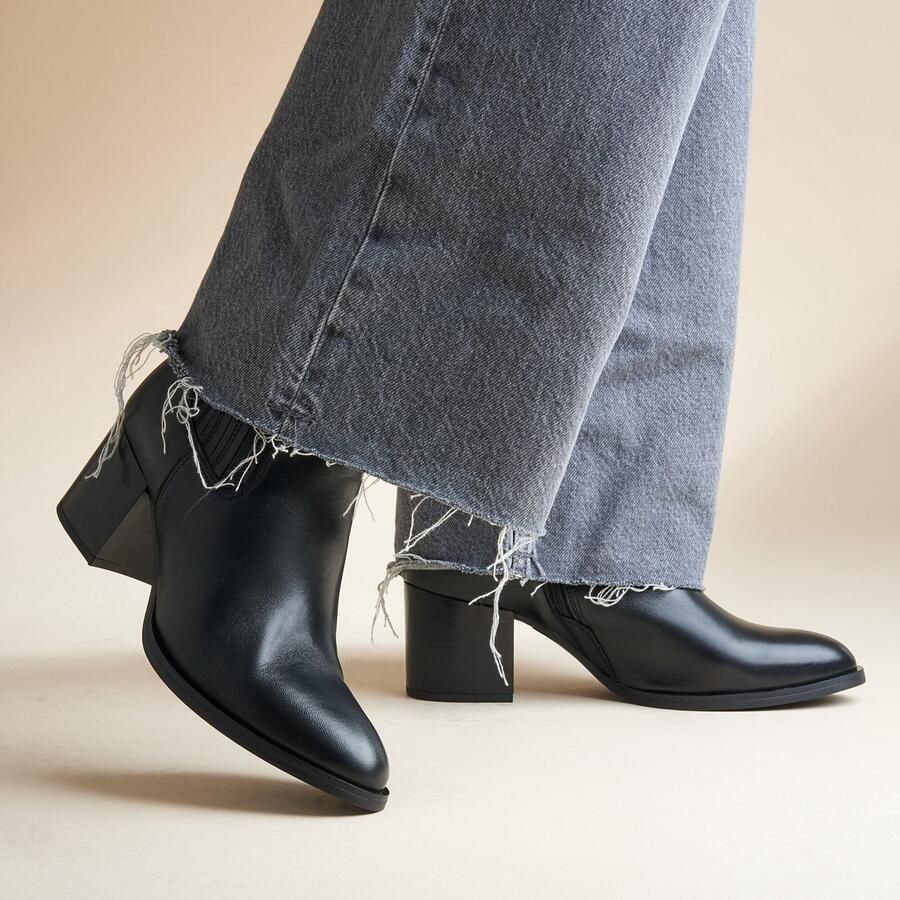 Linea zeta Enkellaarsjes zwart Leer