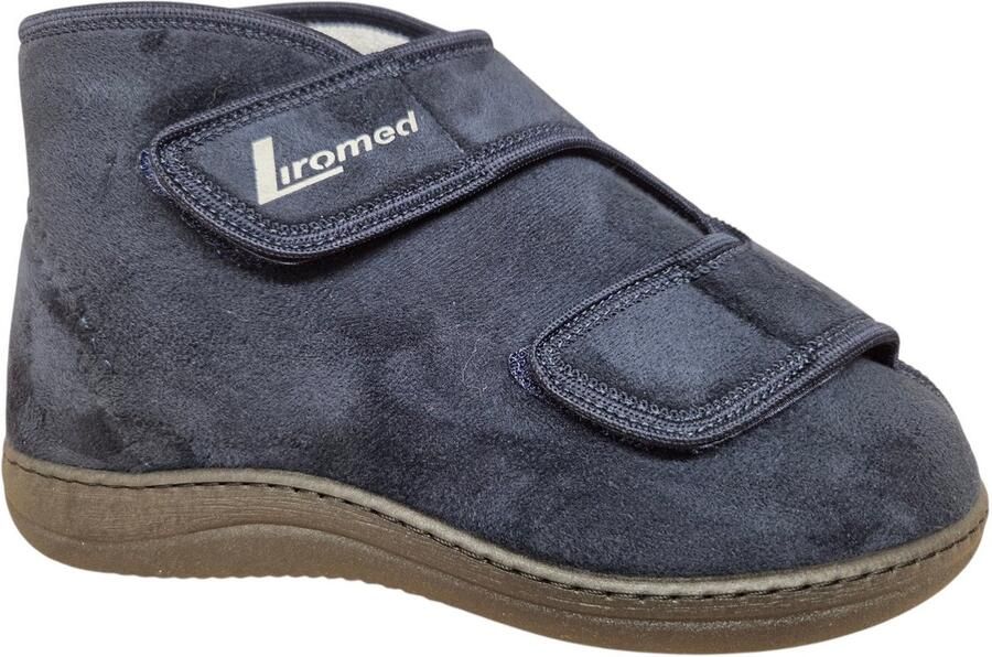 Liromed Almere Marine 477-20Z5 Medische Pantoffels Velous Zwart Uniseks Zorgvergoeding Mogelijk Blauw
