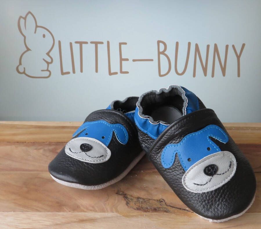 LITTLE-BUNNY leren babysloffen Blauw hond 12-18 maanden - Foto 1