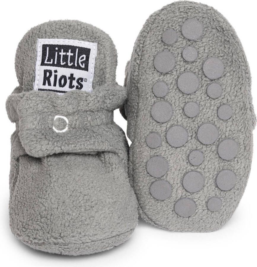 Little Riots babyslofjes antislip fleece stepper grijs slofjes voor je baby dreumes en peuter voor en 6-12 Maanden (11 5cm) schoen