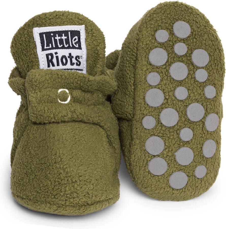 Little Riots babyslofjes antislip fleece stepper olijf groen slofjes voor je baby dreumes en peuter voor jongens en meisjes 24 36 Maanden(15 5cm) schoen