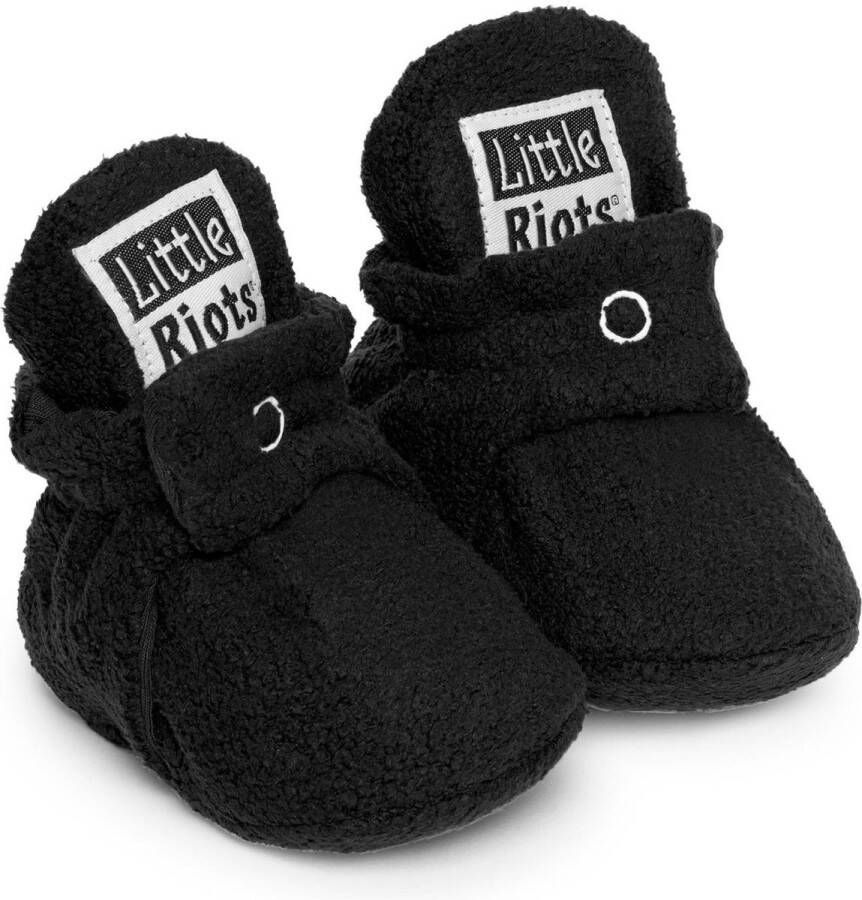 Little Riots babyslofjes antislip fleece stepper zwart slofjes voor je baby dreumes en peuter voor en 6-12 Maanden (11 5cm) schoen