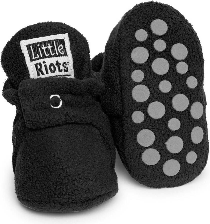 Little Riots babyslofjes antislip fleece stepper zwart slofjes voor je baby dreumes en peuter voor en 6-12 Maanden (11 5cm) schoen