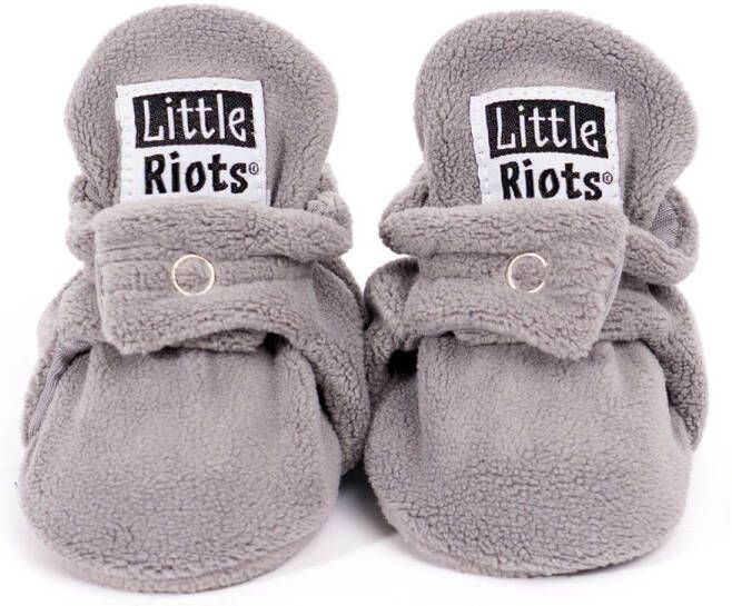 Little Riots babyslofjes fleece original grijs slofjes voor je baby dreumes en peuter voor en 0-3 Maanden (9cm) schoen
