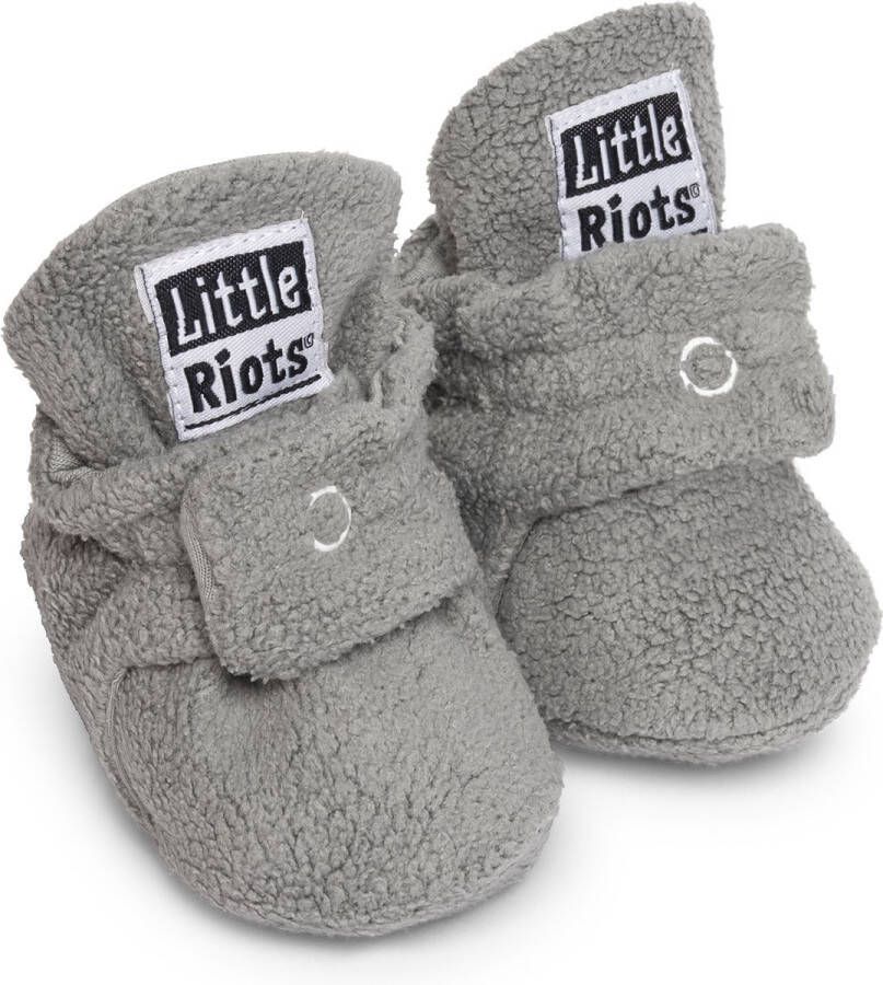 Little Riots babyslofjes fleece original grijs slofjes voor je baby dreumes en peuter voor en 0-3 Maanden (9cm) schoen