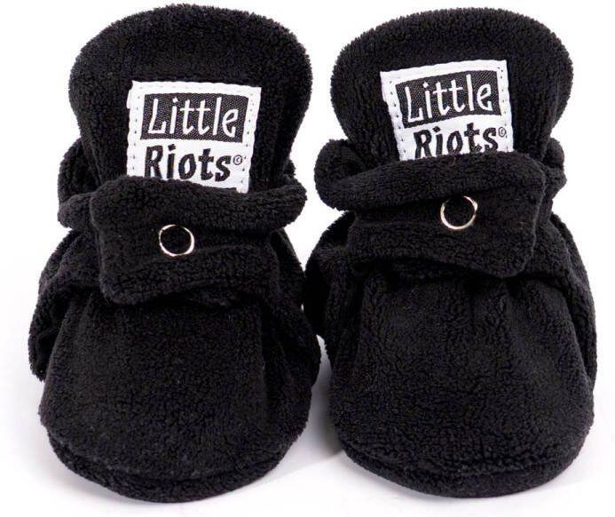 Little Riots babyslofjes fleece original zwart slofjes voor je baby dreumes en peuter voor en 3-6 Maanden (10cm) schoen