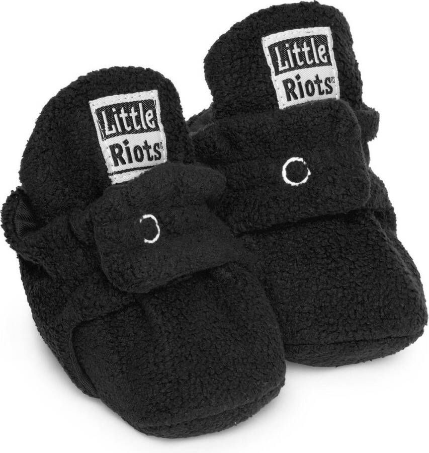 Little Riots babyslofjes fleece original zwart slofjes voor je baby dreumes en peuter voor en 0-3 Maanden (9cm) schoen