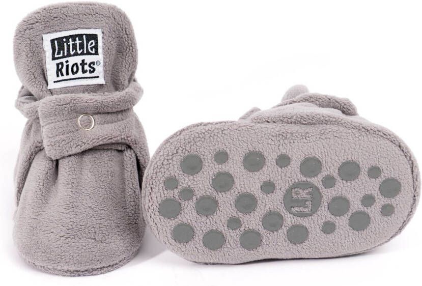 Little Riots babyslofjes antislip fleece stepper grijs slofjes voor je baby dreumes en peuter voor en 6-12 Maanden (11 5cm) schoen