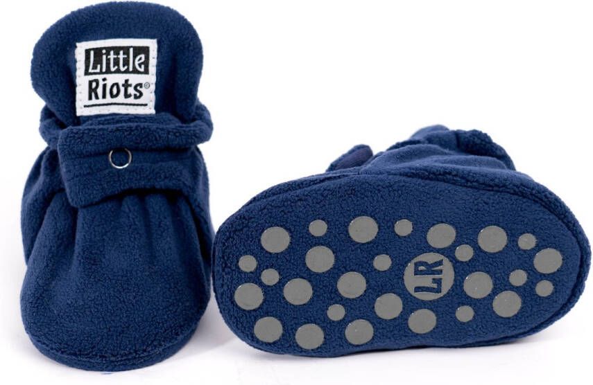 Little Riots Babyslofjes Fleece Stepper Antislip Navy Blue