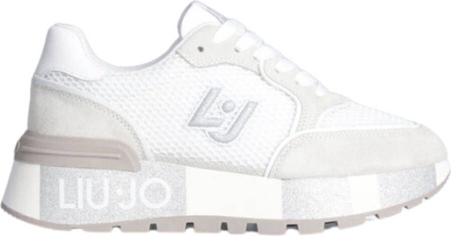 Liu Jo Witte Mesh en Beige Suède Sneakers Multicolor