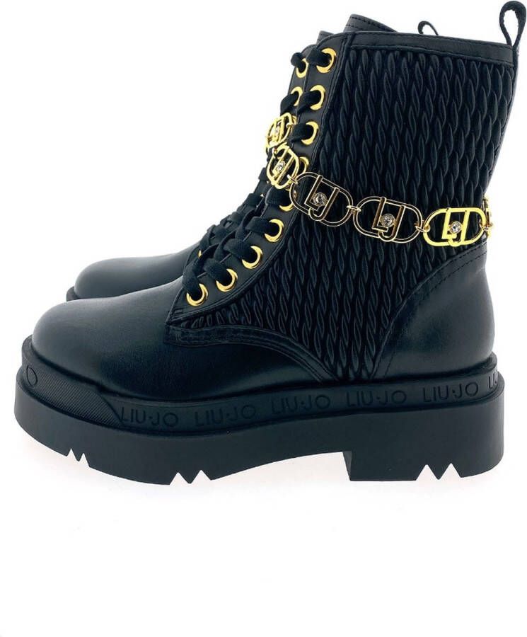 Liu Jo Leren dames enkellaarsjes met veters en rits Zwart Dames - Foto 2