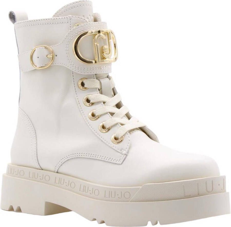 Liu Jo Leren Enkellaarzen voor Dames met Vetersluiting en Rits Beige Dames